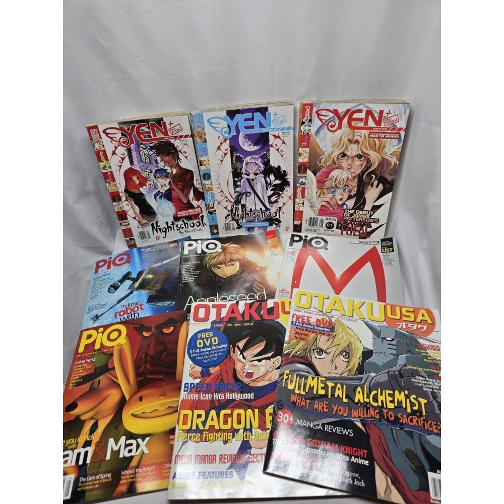 VTG Anime Magazine Lot Of 9- Yen Plus, PiQ And Otaku USA 2008-2009